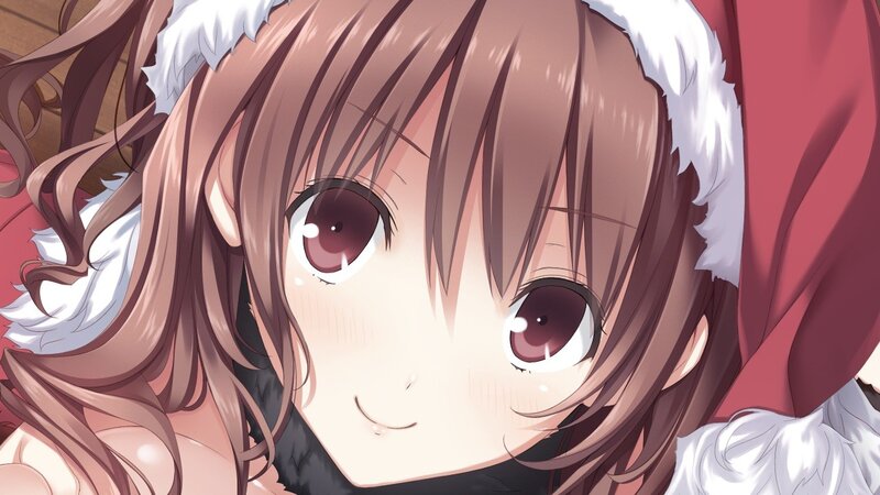 anime girl in santa hat