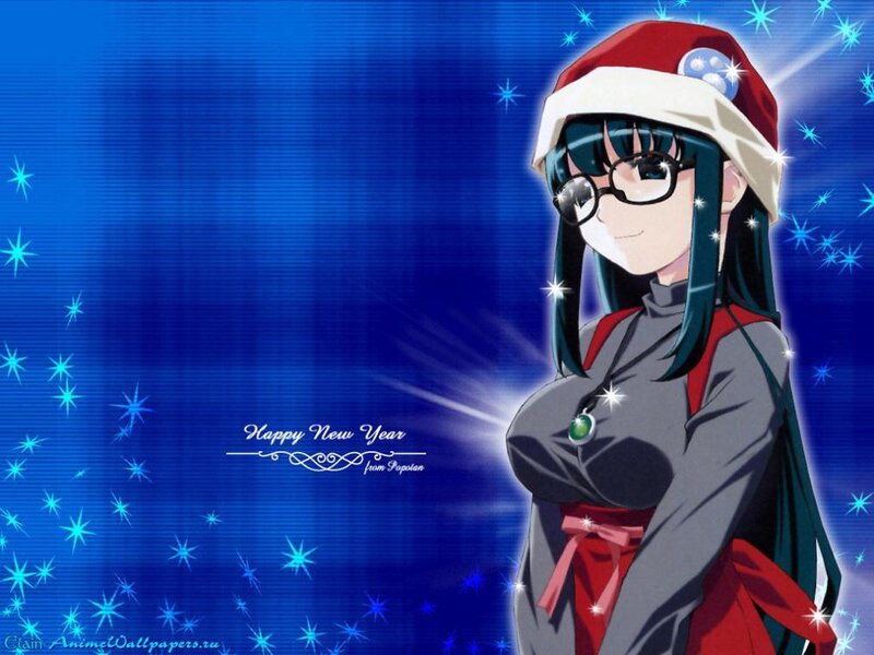 anime girl in santa hat