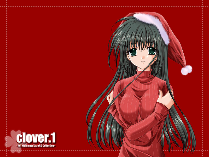Anime girl in Santa hat