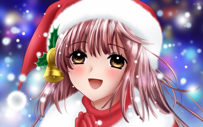 anime girl in santa hat