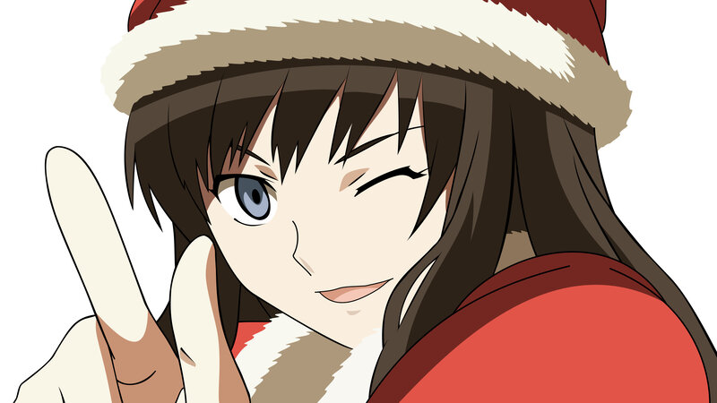 anime girl in santa hat