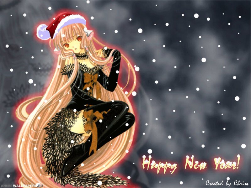 Anime Girl in Santa Hat — Black, Festive