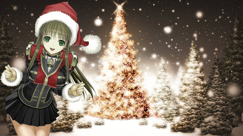 Anime Girl in Santa Hat — Black