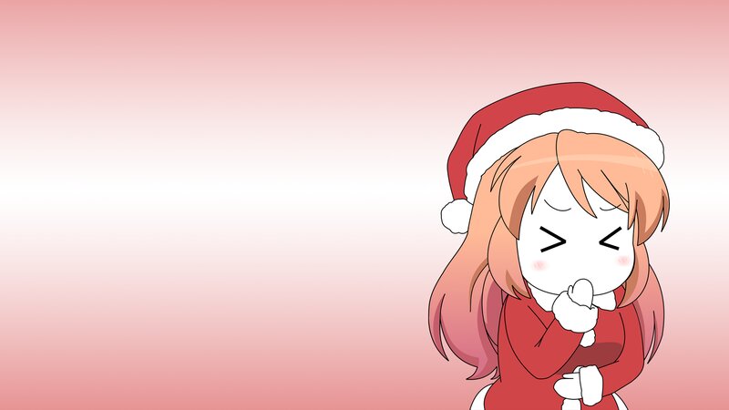 Anime Girl in Santa Hat — Pink, Festive, Santa Hat