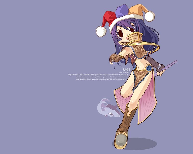 Anime Girl in Santa Hat — Purple, Playful