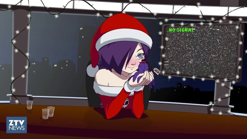 Anime Girl in Santa Hat — Purple