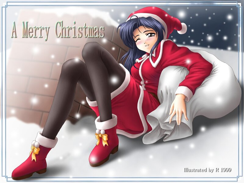 Anime girl in Santa outfit