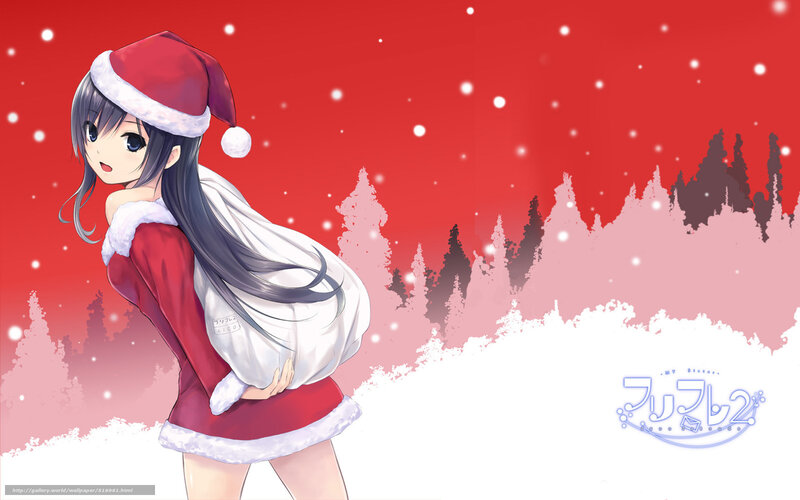 Anime girl in Santa outfit