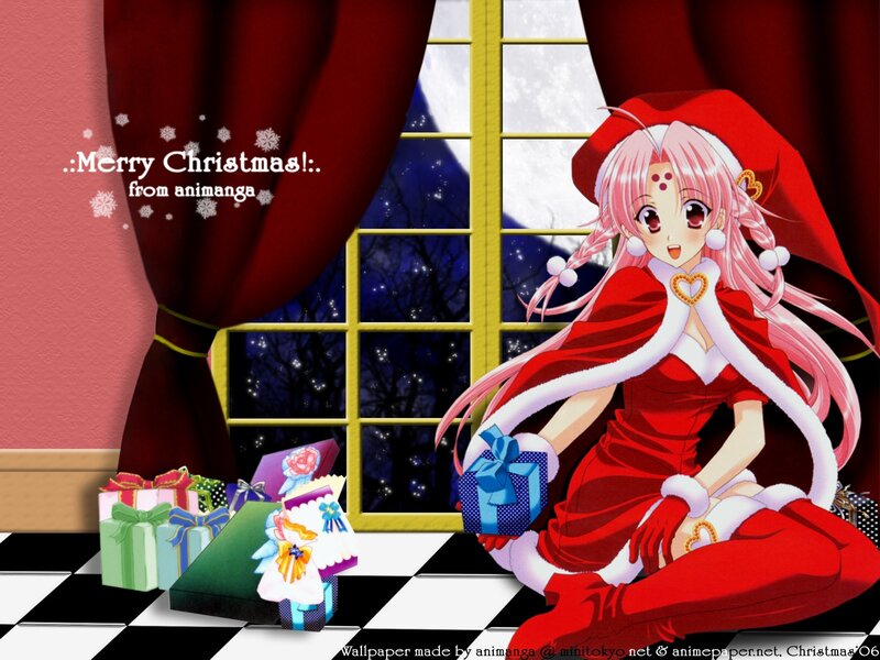 Anime girl in Santa outfit