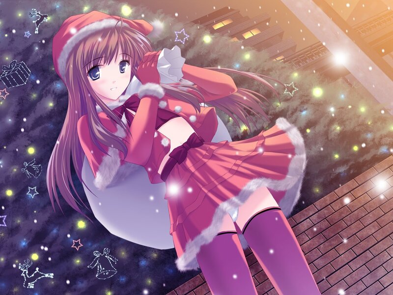 Anime girl in Santa outfit