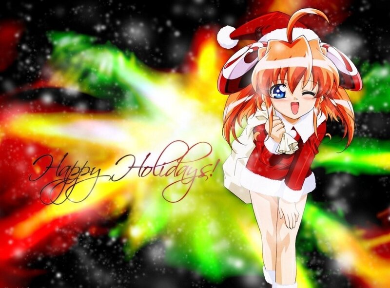 Anime girl in Santa outfit