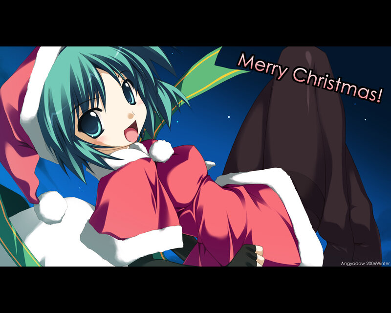Anime girl in Santa outfit