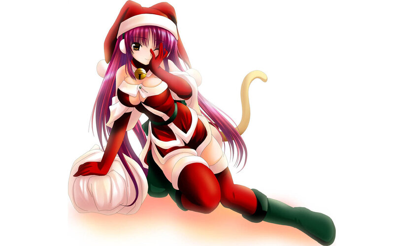 anime girl in santa outfit
