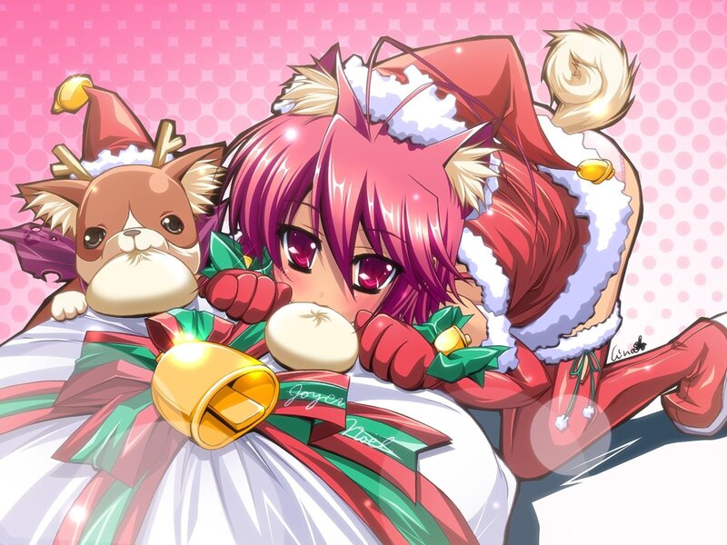 Anime girl in Santa outfit