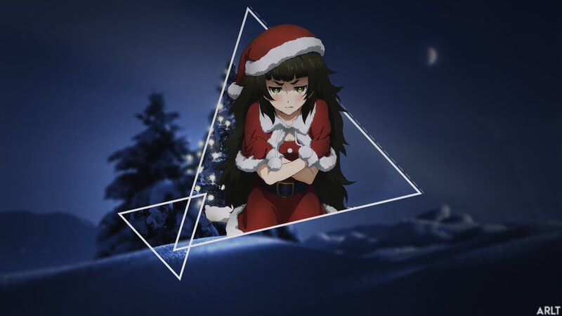 Anime Girl in Santa Outfit — Blue, Cold, Festive