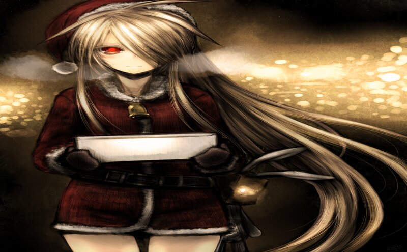 Anime Girl in Santa Outfit — Brown