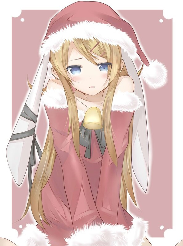 Anime Girl in Santa Outfit — Pink, Calm