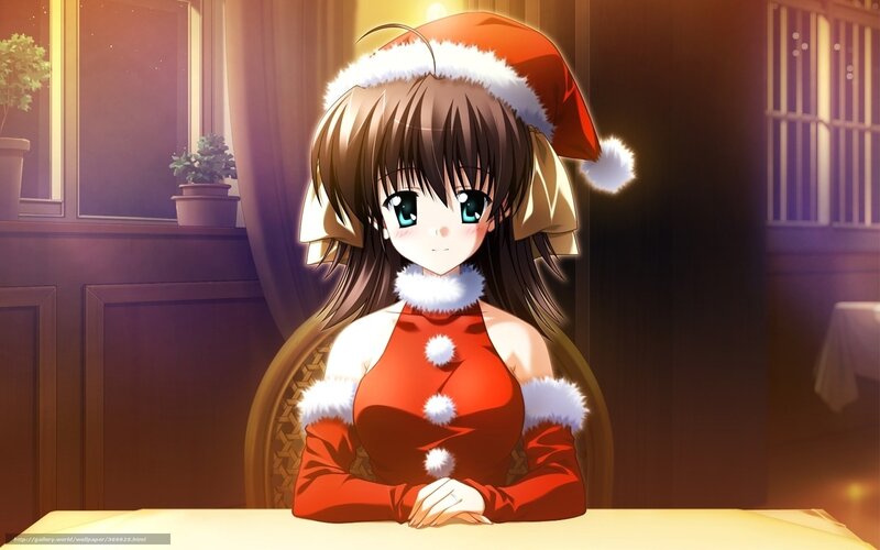 Anime Girl in Santa Outfit — Red, Calm, Night