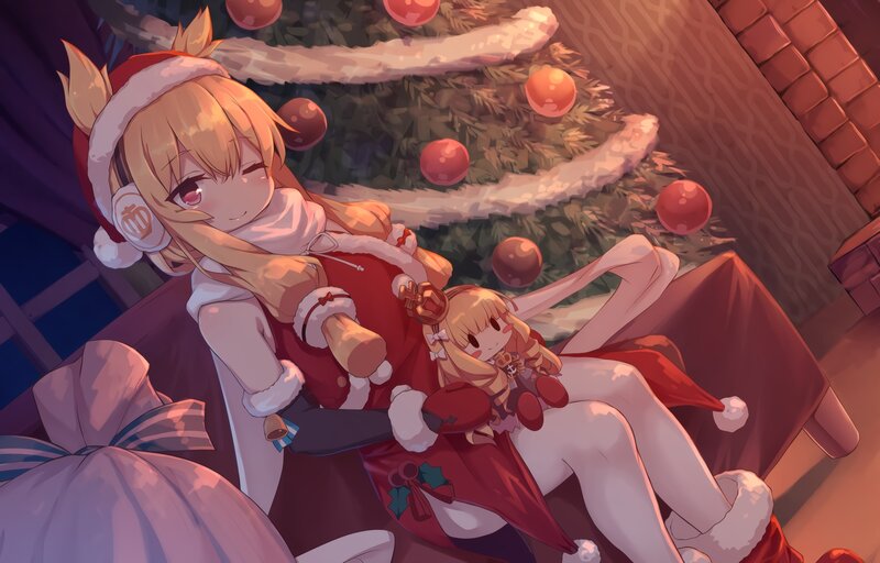 Anime Girl in Santa Outfit — Red, Cozy