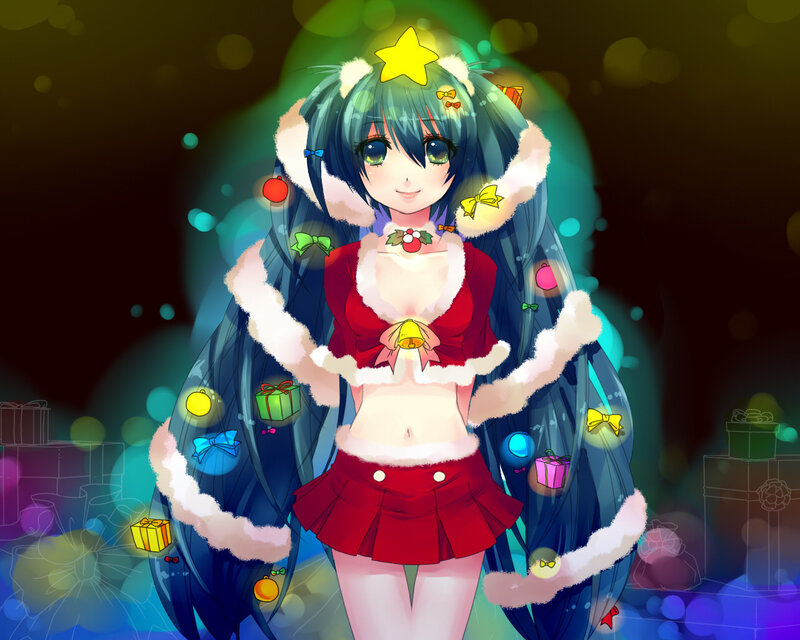 Anime Girl in Santa Outfit — Red, Festive, Night