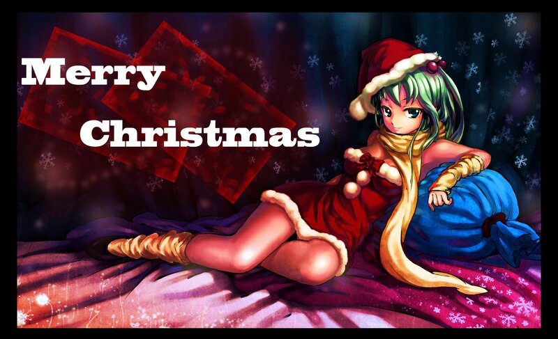 Anime Girl in Santa Outfit — Red, Festive