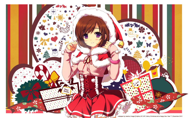 Anime Girl in Santa Outfit — Red, Festive, Winter, Gifts, Candy Canes
