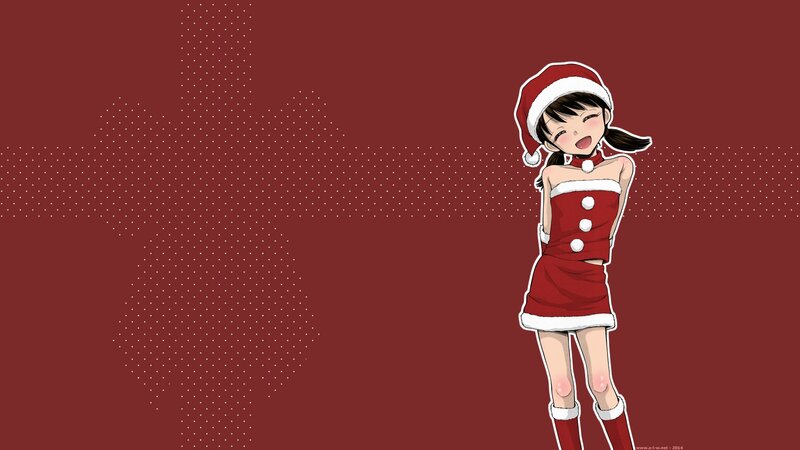 Anime Girl in Santa Outfit — Red, Festive, Winter, Santa Hat, Dress