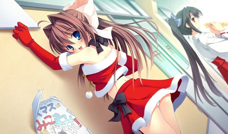 Anime Girl in Santa Outfit — Red, Playful