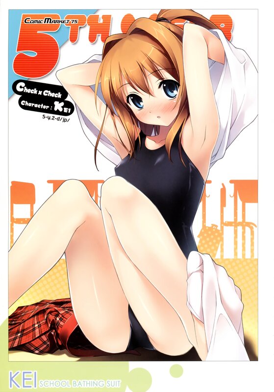 Anime girl in school swimsuit