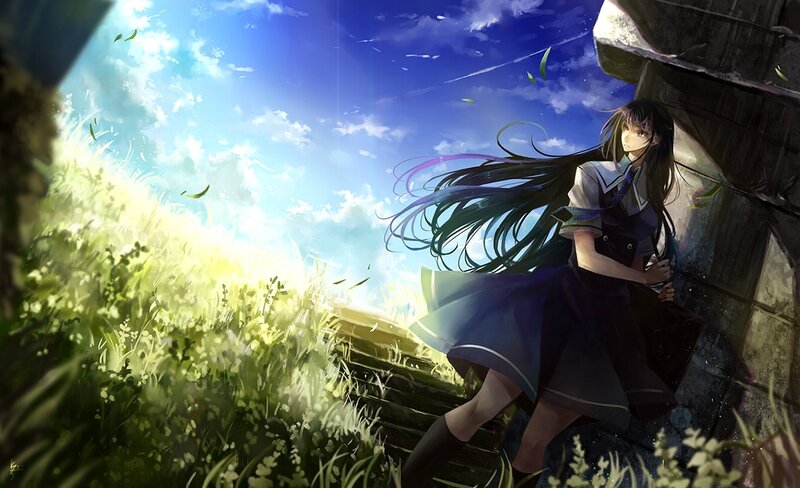 Anime girl in school uniform