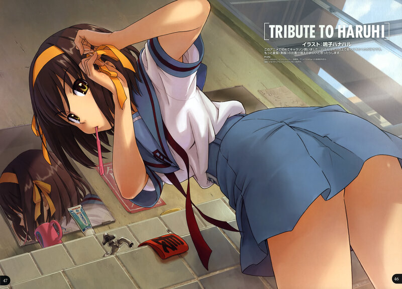 Anime girl in school uniform