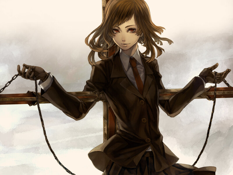 Anime girl in school uniform