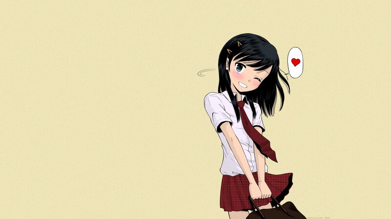 Anime Girl in School Uniform — Beige, Cheerful, Manga