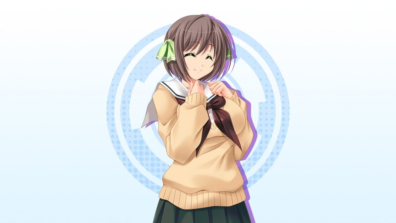Anime Girl in School Uniform — Beige, Cheerful, School Uniform