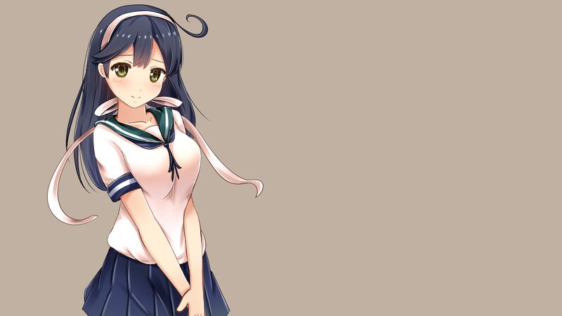 Anime Girl in School Uniform — Beige, Neutral