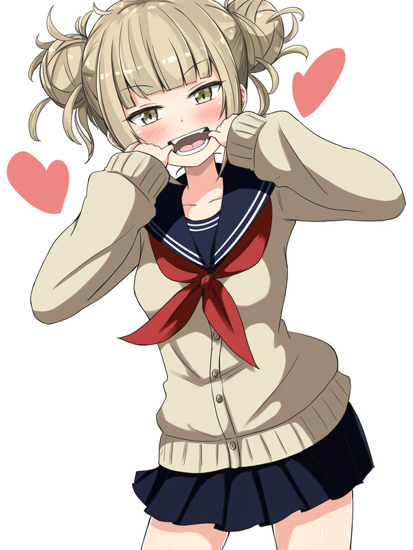 Anime Girl in School Uniform — Beige, Playful, Heart