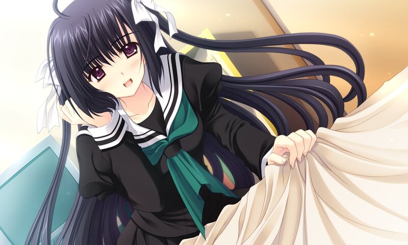 Anime Girl in School Uniform — Black, Calm, Morning