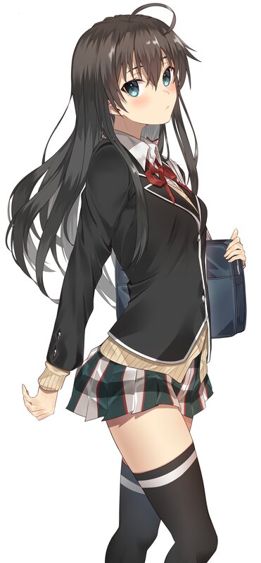 Anime Girl in School Uniform — Black, Calm, School Bag