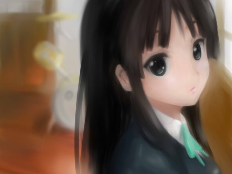 Anime Girl in School Uniform — Black, Calm