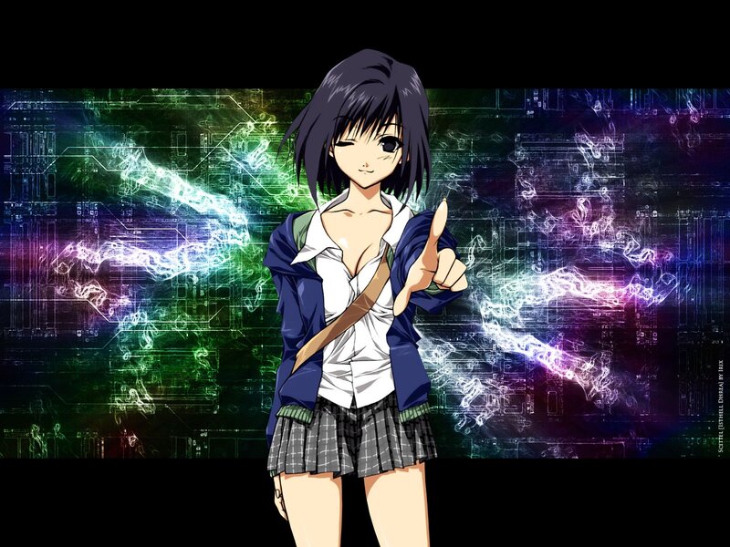 Anime Girl in School Uniform — Black, Confident