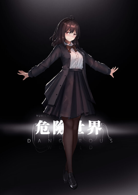 Anime Girl in School Uniform — Black, Dramatic, Digital Art, School Uniform, Dark Background