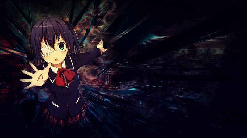 Anime Girl in School Uniform — Black, Dramatic, Intense