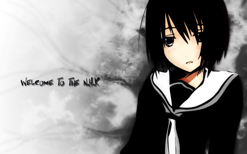Anime Girl in School Uniform — Black, Dramatic, School Uniform, Text