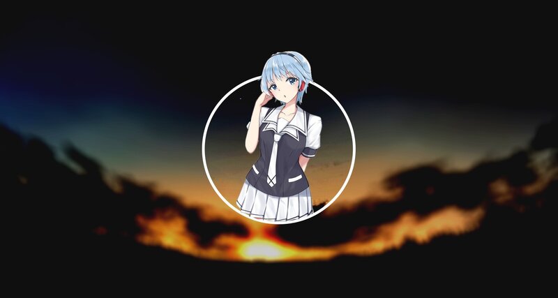 Anime Girl in School Uniform — Black, Dramatic, Sunset, School Uniform, Headphones