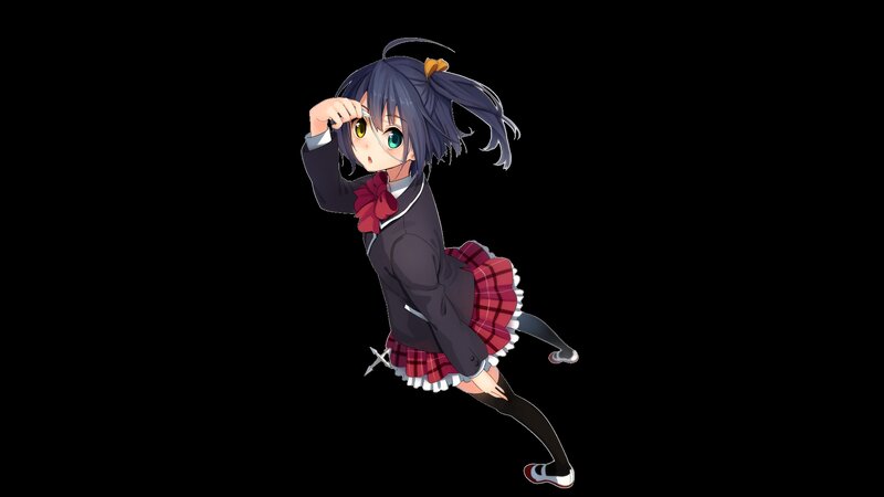 Anime Girl in School Uniform — Black, Dynamic, School Uniform, Plaid Skirt
