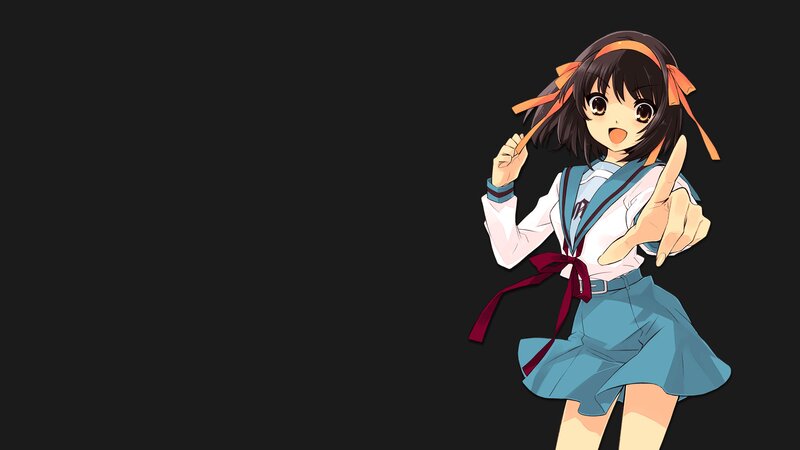 Anime Girl in School Uniform — Black, Energetic