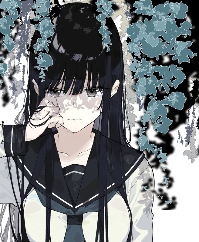 Anime Girl in School Uniform — Black, Melancholic, Manga