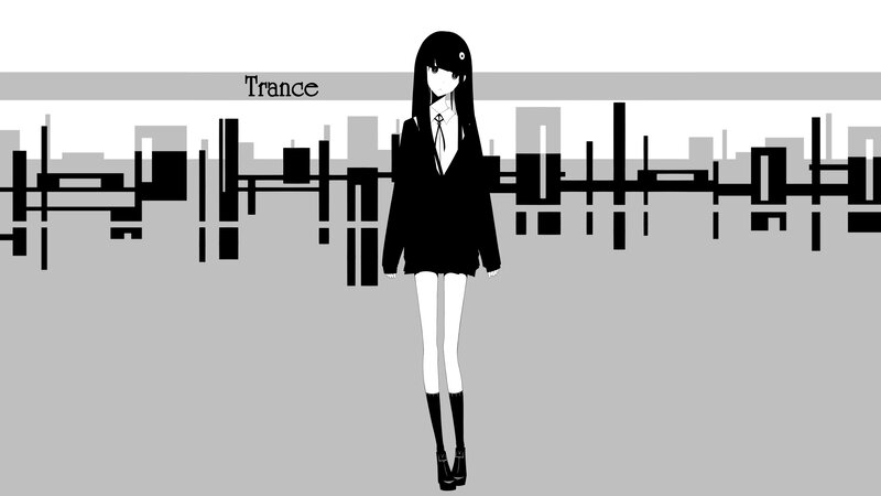 Anime Girl in School Uniform — Black, Minimalist, Digital Art