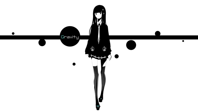 Anime Girl in School Uniform — Black, Minimalist, School Uniform
