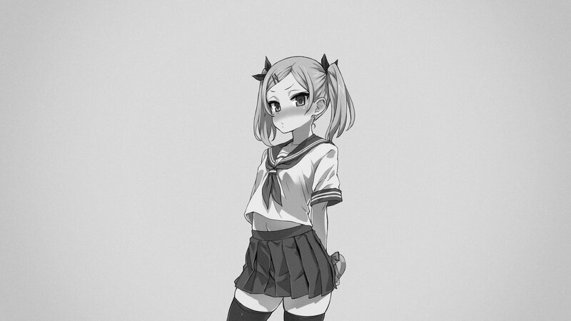 Anime Girl in School Uniform — Black, Neutral, School Uniform, Pigtails